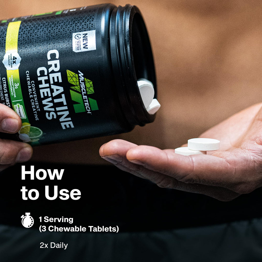 MuscleTech | Creatine Chews | Creapure Monohydrate Supplement for Muscle Recovery, Muscle Builder & Energy Boost | Pre Workout Supplement for Men & Women - FENGGESTORE20
