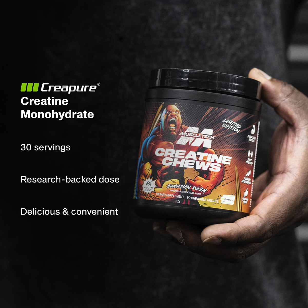 MuscleTech Creatine Chews - Creapure Monohydrate Supplement for Muscle Recovery, Muscle Builder & Energy Boost - Pre Workout Supplement for Men & Women - FENGGESTORE20