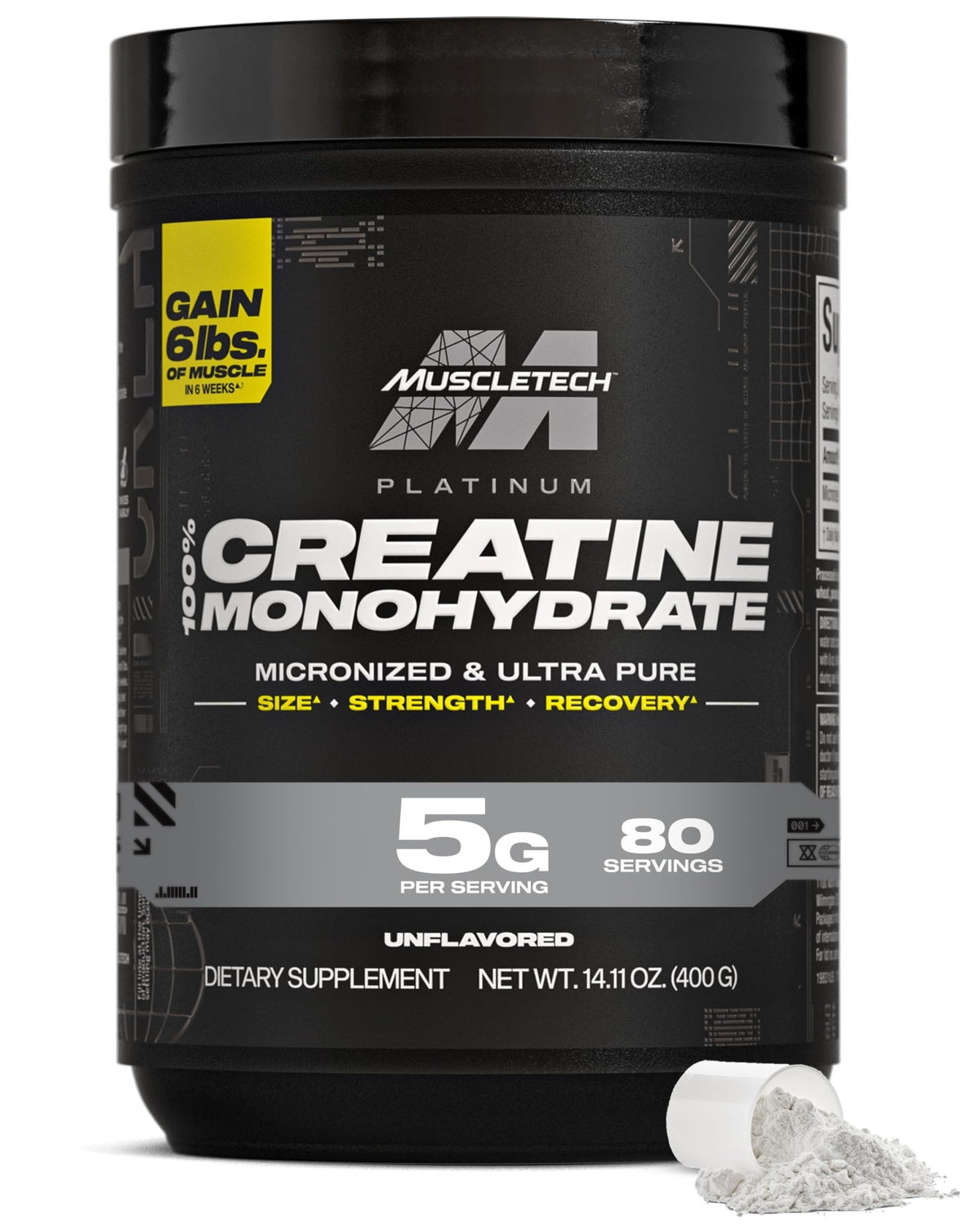 MuscleTech Creatine Monohydrate Powder, Platinum Pure - Unflavored Micronized Creatine for Men & Women - Workout Supplements for Performance, Muscle Recovery & Builder - FENGGESTORE20