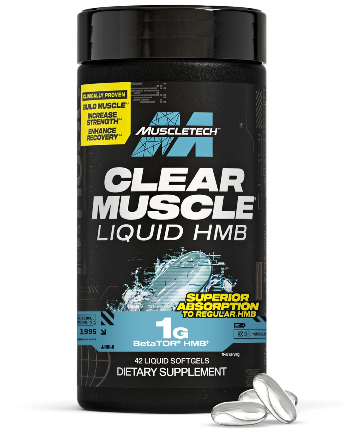 Muscletech HMB Supplements 1000mg, Clear Muscle (42 Liquid Softgels) - Highest Grade HMB for Lean Muscle & Recovery-HMB Free Acid Muscle Supplement-Help Decrease - FENGGESTORE20
