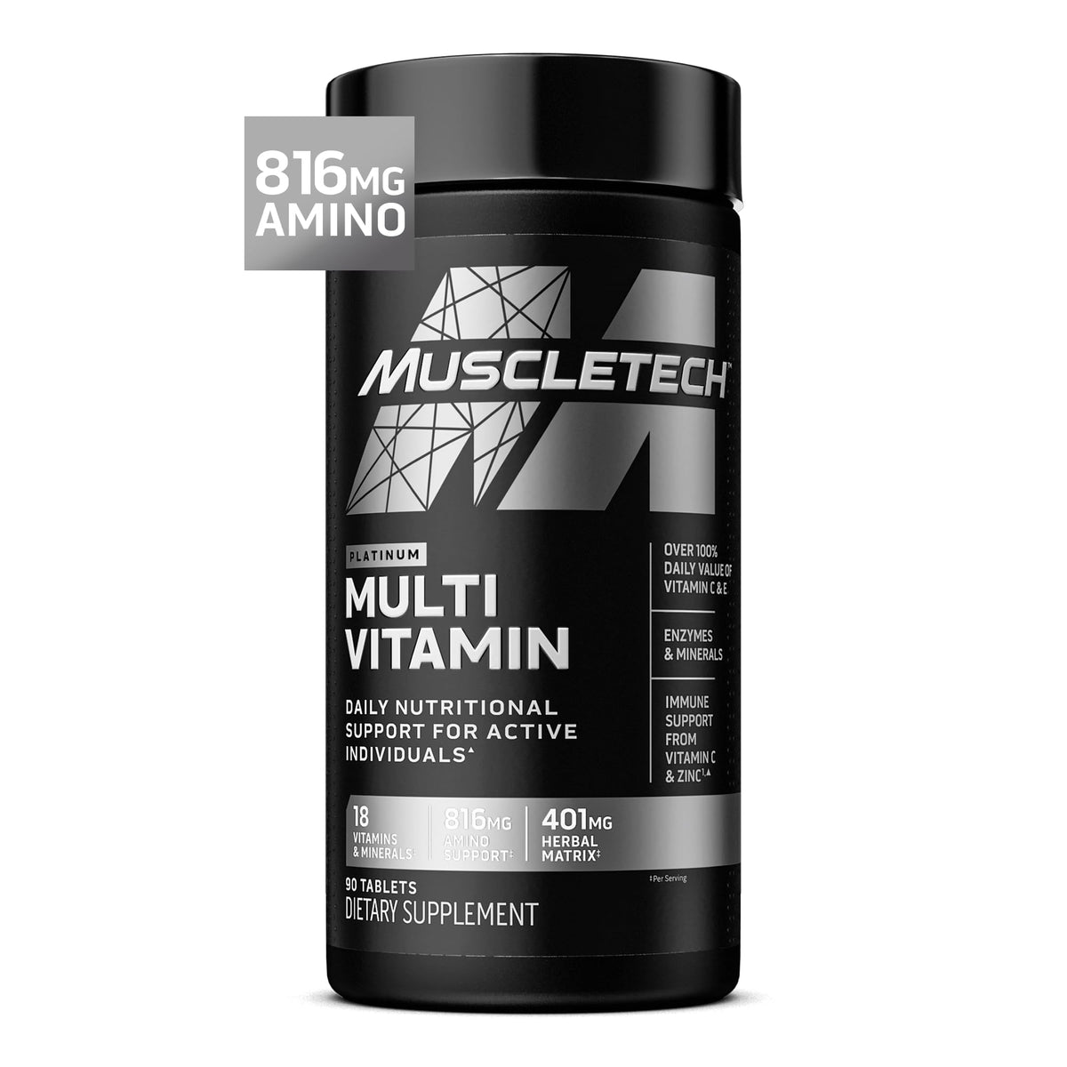 MuscleTech Platinum Multivitamins for Men & Women - Multi-Vitamin Supplement for Immune Support - 18 Vitamins & Minerals, Vitamin A C D E B6 B12 - FENGGESTORE20
