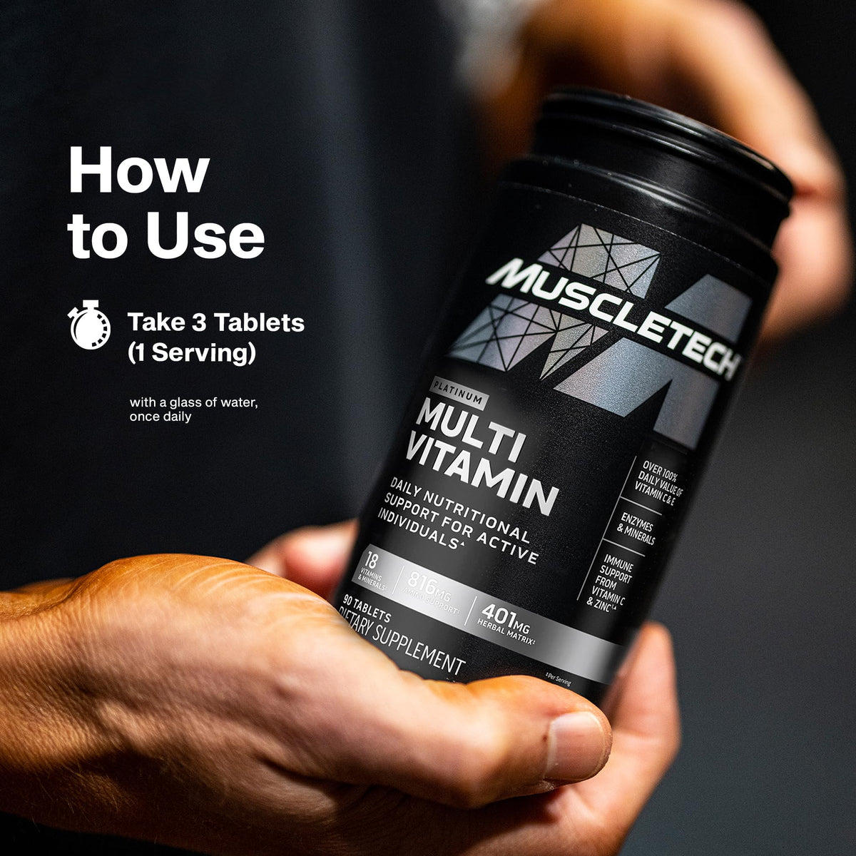 MuscleTech Platinum Multivitamins for Men & Women - Multi-Vitamin Supplement for Immune Support - 18 Vitamins & Minerals, Vitamin A C D E B6 B12 - FENGGESTORE20