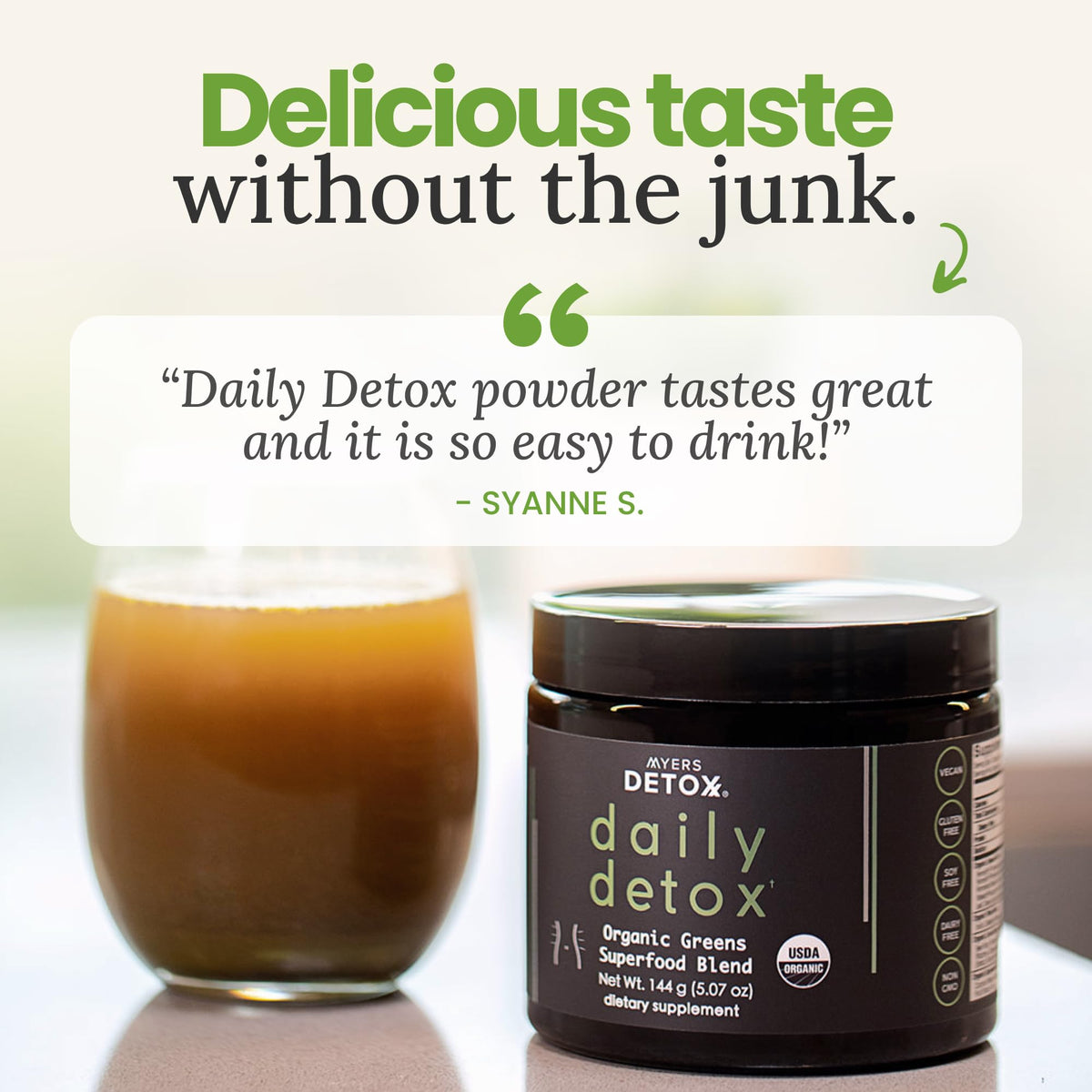 Myers Detox Daily Detox Greens Powder, Organic Superfood Supplement for Detox, Gut Health, Energy, Immune Support, Overall Wellness, Gluten Free Multivitamin Drink Mix, - FENGGESTORE20