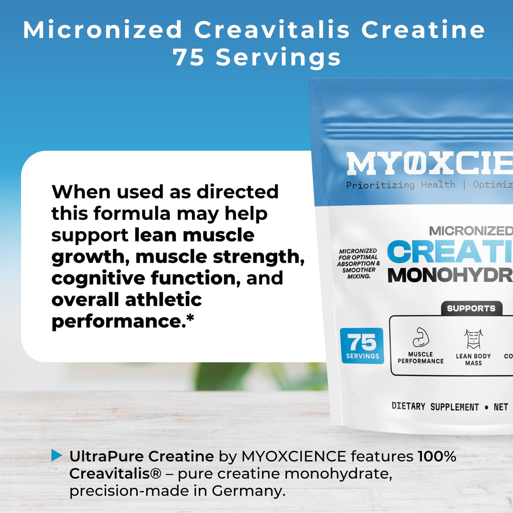 MYOXCIENCE Micronized Creavitalis Creatine | The World’s Purest Micronized Form of Creatine Monohydrate | Supports Muscle Performance, Lean Body Mass, & Cognition | 75 Servings - FENGGESTORE20