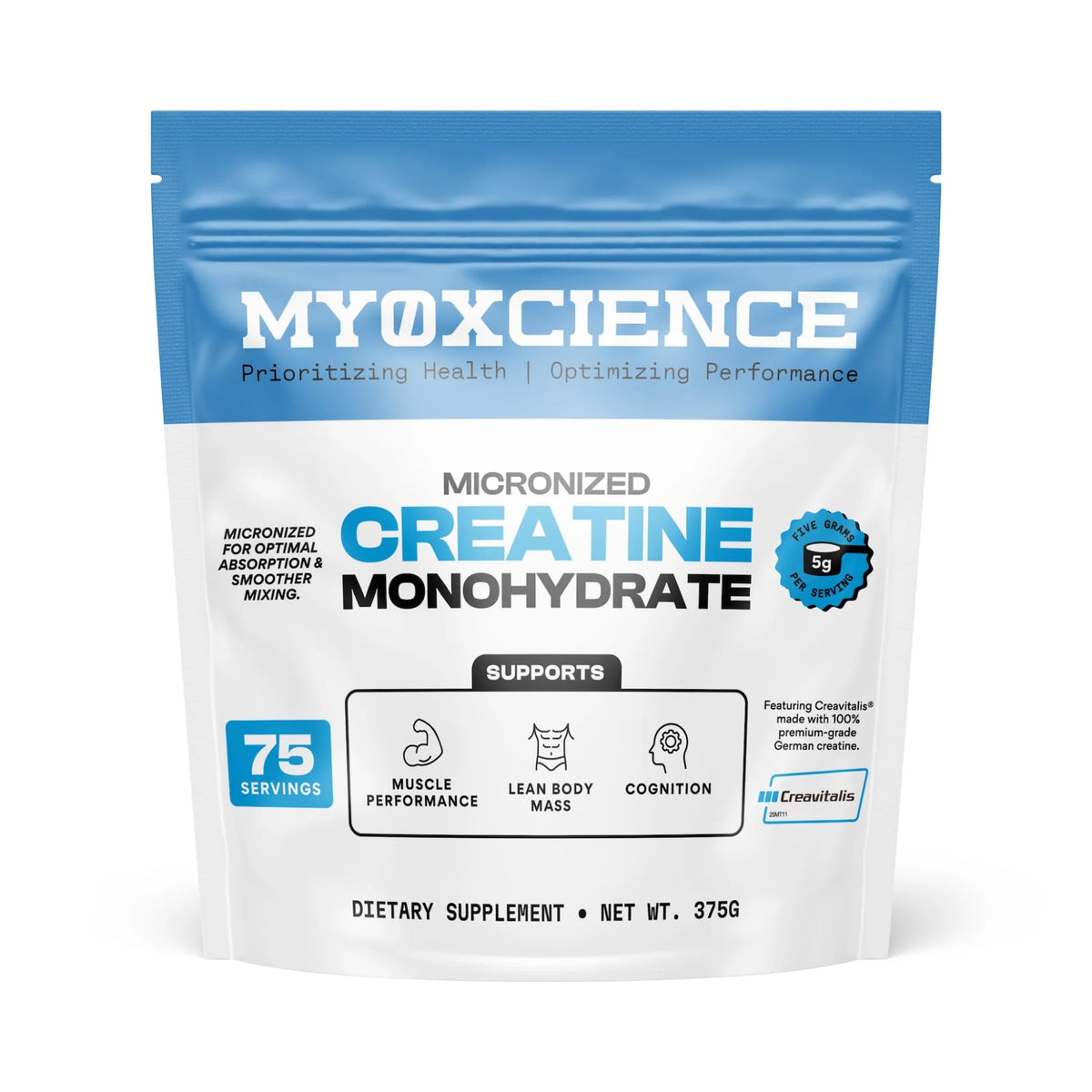 MYOXCIENCE Micronized Creavitalis Creatine | The World’s Purest Micronized Form of Creatine Monohydrate | Supports Muscle Performance, Lean Body Mass, & Cognition | 75 Servings - FENGGESTORE20
