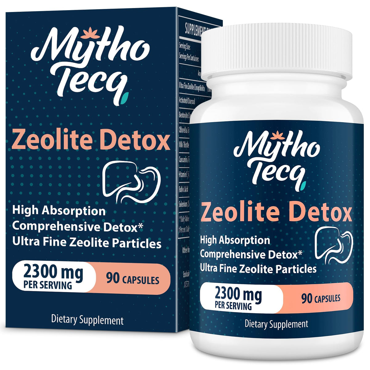MythoTecq 2300 MG Zeolite Detox Capsules - Activated Charcoal & Bentonite Clay, Highly Absorbable Full Body, Liver & Gut Cleanse - FENGGESTORE20