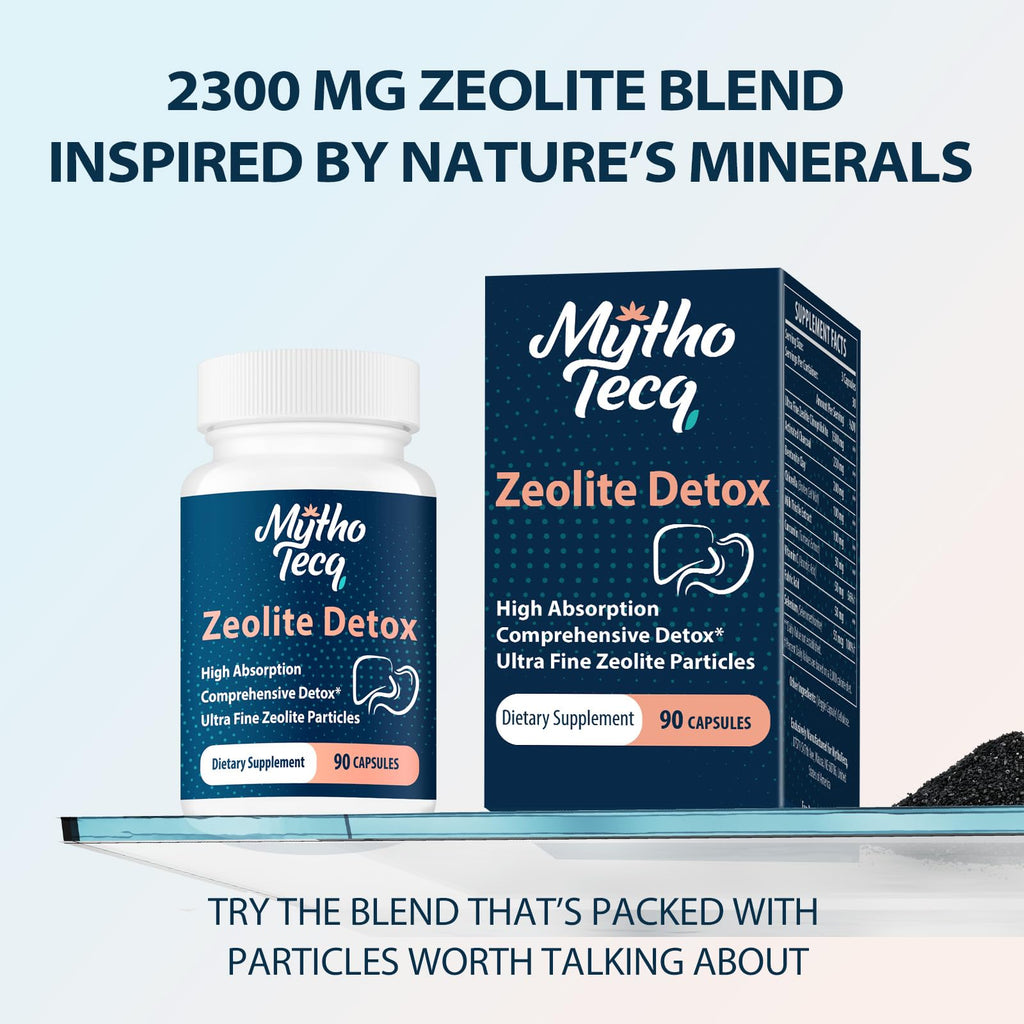 MythoTecq 2300 MG Zeolite Detox Capsules - Activated Charcoal & Bentonite Clay, Highly Absorbable Full Body, Liver & Gut Cleanse - FENGGESTORE20