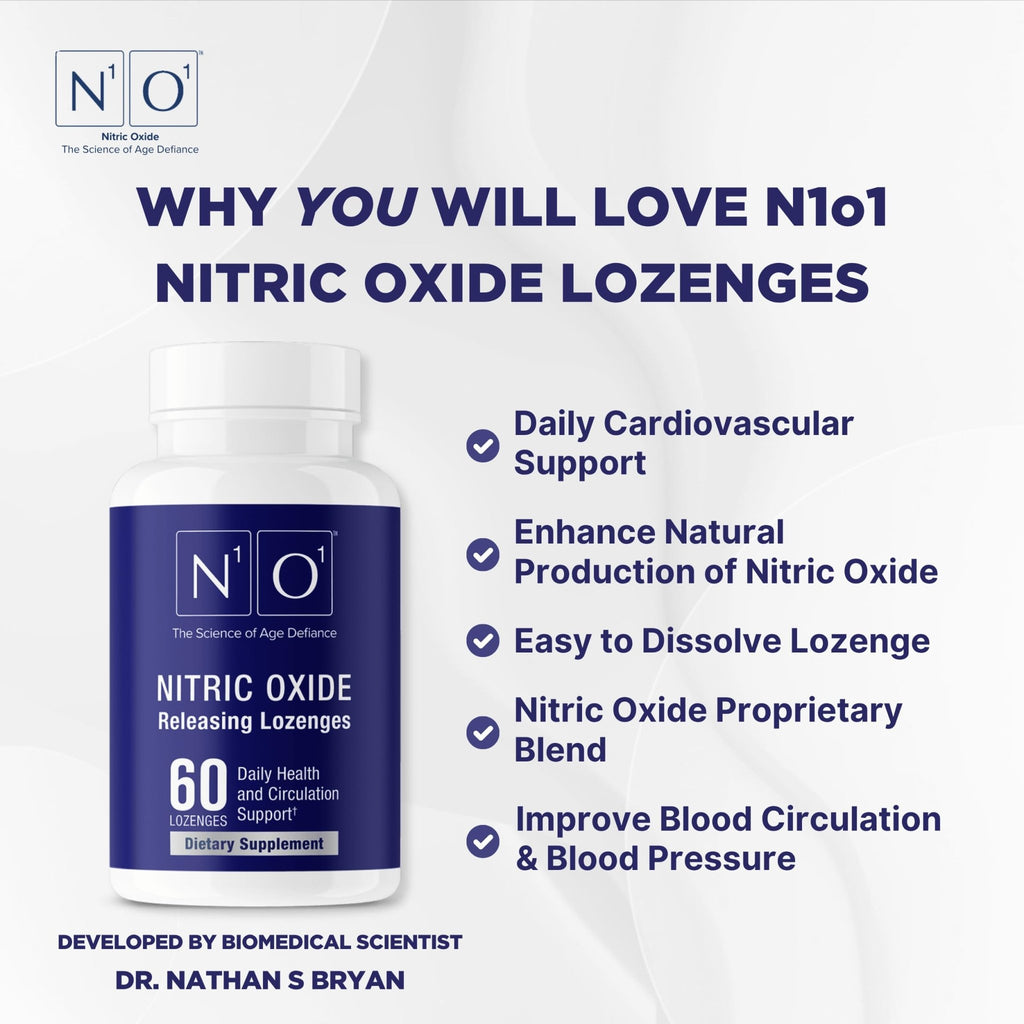N1O1 Nitric Oxide Lozenges - 60 Count - Nitric Oxide Supplement for Heart Health, Circulation, Energy, Blood Flow, Oxygenation, Healthy Blood Pressure - FENGGESTORE20