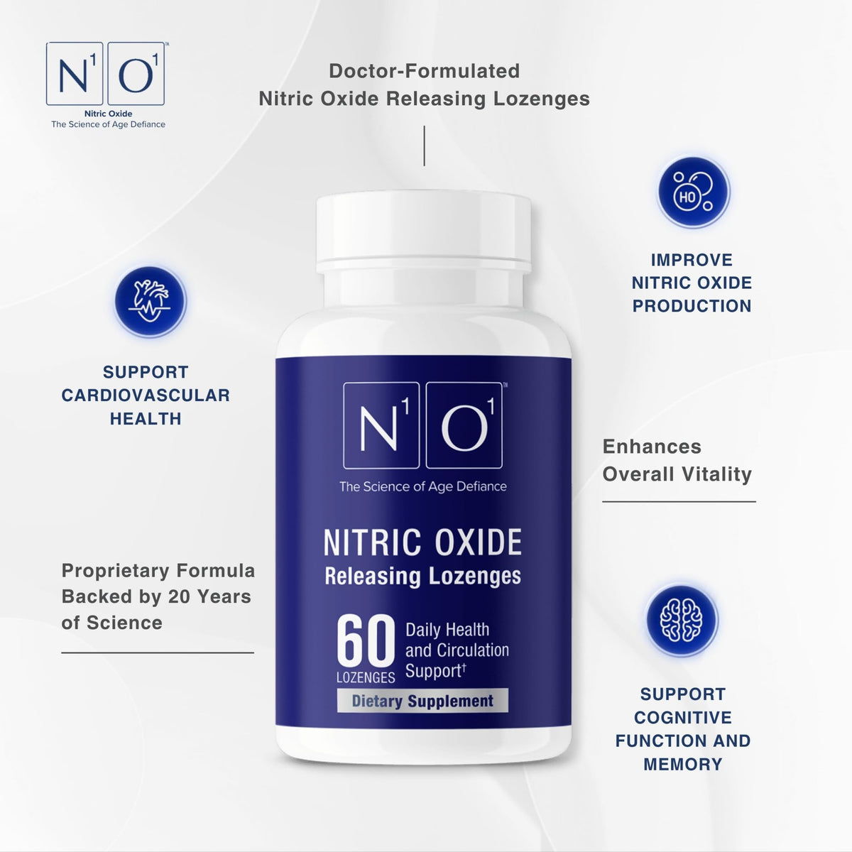 N1O1 Nitric Oxide Lozenges - 60 Count - Nitric Oxide Supplement for Heart Health, Circulation, Energy, Blood Flow, Oxygenation, Healthy Blood Pressure - FENGGESTORE20