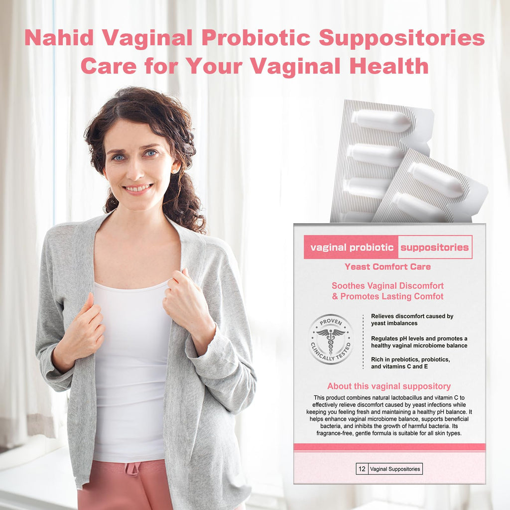 Nahid Vaginal probiotic Suppository, hyaluronic Acid Suppositories, Vaginal moisturizer, PH Balance, Restores Healthy Vaginal Odor, Yeast Comfort Care (12 Inserts) - FENGGESTORE20