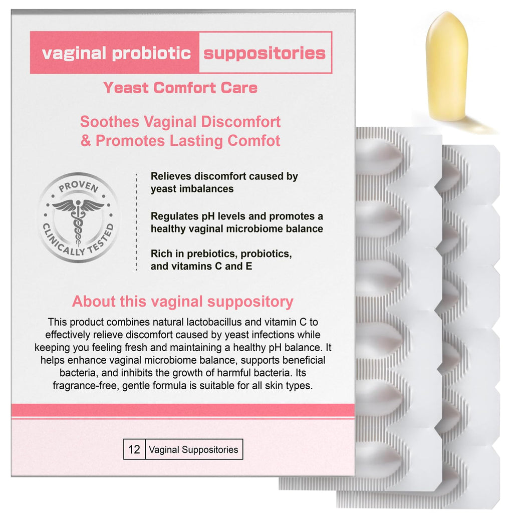 Nahid Vaginal probiotic Suppository, hyaluronic Acid Suppositories, Vaginal moisturizer, PH Balance, Restores Healthy Vaginal Odor, Yeast Comfort Care (12 Inserts) - FENGGESTORE20