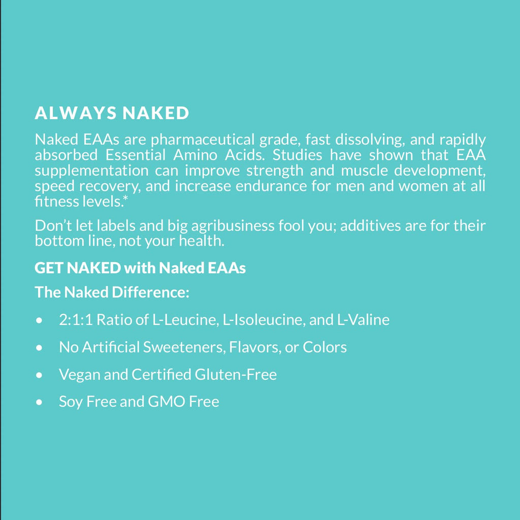 NAKED EAAs Amino Acids Powder - 50 Servings - Vegan Unflavored Essential Amino Acids 500 Grams - Instantized All Natural EAAs Powder Supplement - FENGGESTORE20