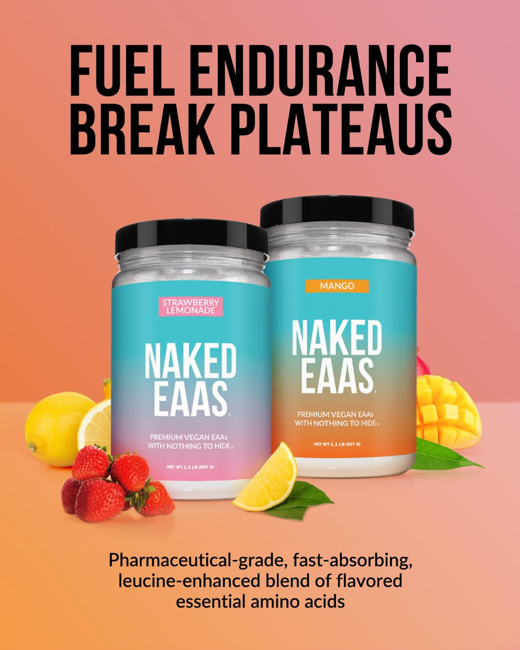 NAKED EAAs Amino Acids Powder - 50 Servings - Vegan Unflavored Essential Amino Acids 500 Grams - Instantized All Natural EAAs Powder Supplement - FENGGESTORE20