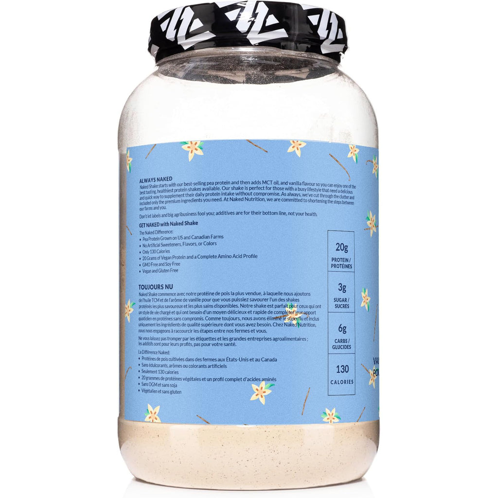 NAKED Shake - Vanilla Protein Powder - Plant Based Protein Shake with Mct Oil, NSF Certified, Gluten-Free, Soy-Free, No Gmos Or Artificial Sweeteners - 30 Servings - FENGGESTORE20