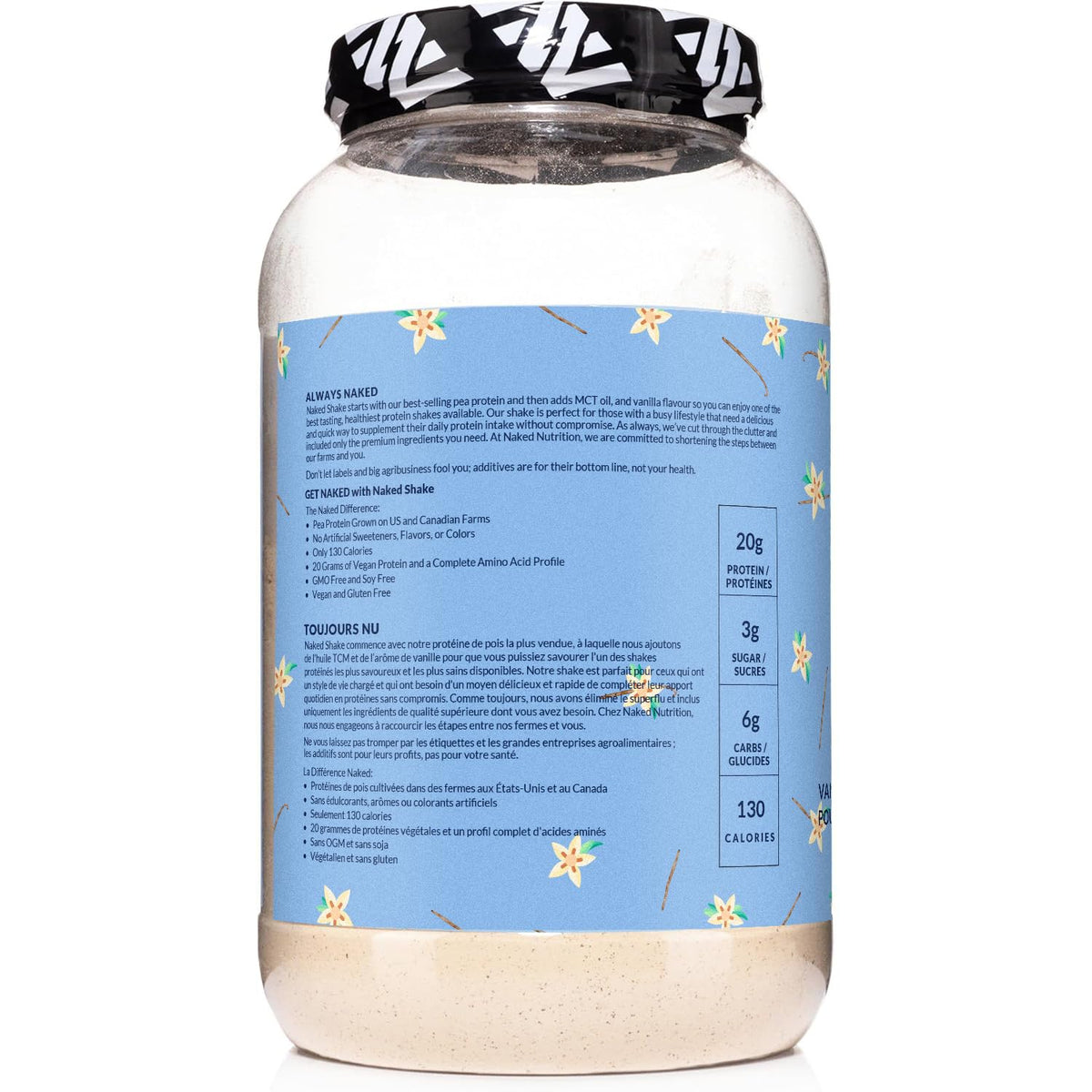 NAKED Shake - Vanilla Protein Powder - Plant Based Protein Shake with Mct Oil, NSF Certified, Gluten-Free, Soy-Free, No Gmos Or Artificial Sweeteners - 30 Servings - FENGGESTORE20