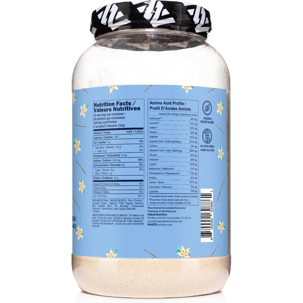 NAKED Shake - Vanilla Protein Powder - Plant Based Protein Shake with Mct Oil, NSF Certified, Gluten-Free, Soy-Free, No Gmos Or Artificial Sweeteners - 30 Servings - FENGGESTORE20