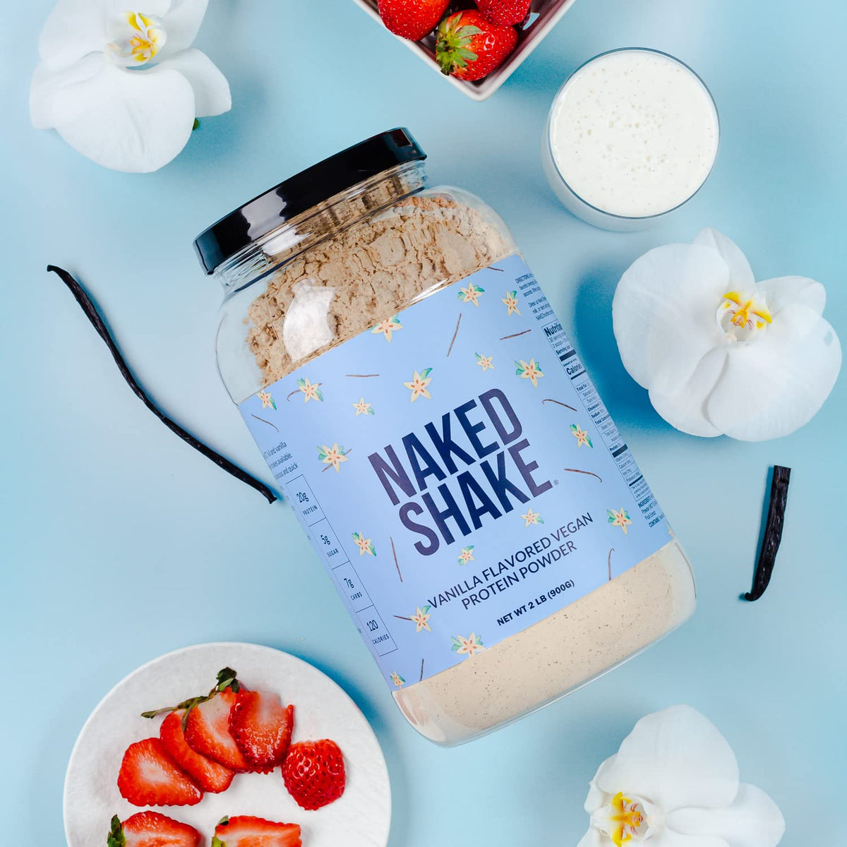 NAKED Shake - Vanilla Protein Powder - Plant Based Protein Shake with Mct Oil, NSF Certified, Gluten-Free, Soy-Free, No Gmos Or Artificial Sweeteners - 30 Servings - FENGGESTORE20