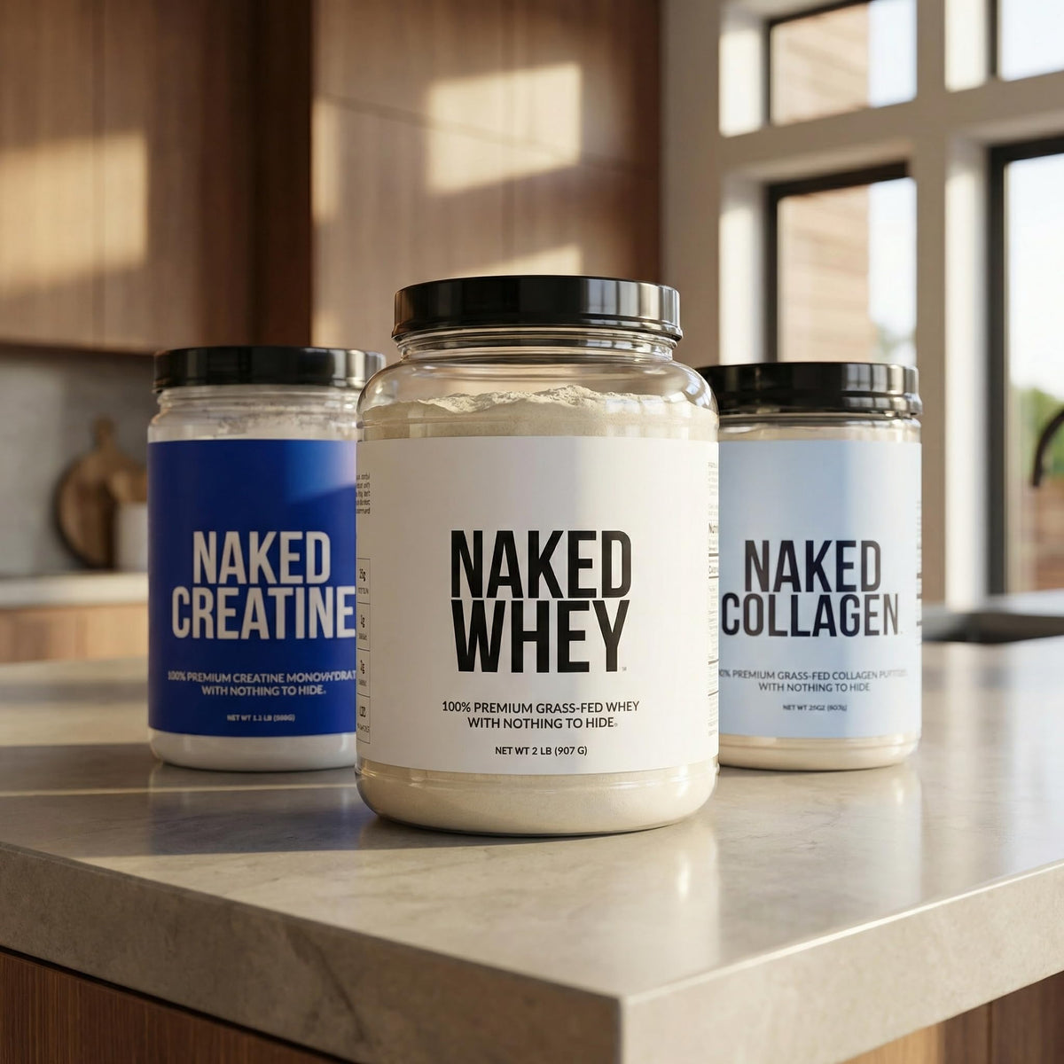 NAKED Whey 2LB 100% Grass Fed Whey Protein Powder - Only 1 Ingredient, Unflavored Whey Protein, NSF Certified, Undenatured, Gluten Free, - FENGGESTORE20