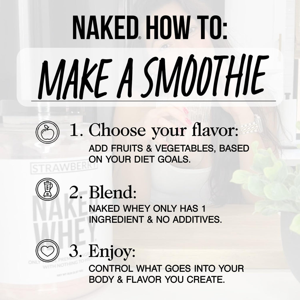 NAKED Whey 2LB 100% Grass Fed Whey Protein Powder - Only 1 Ingredient, Unflavored Whey Protein, NSF Certified, Undenatured, Gluten Free, - FENGGESTORE20