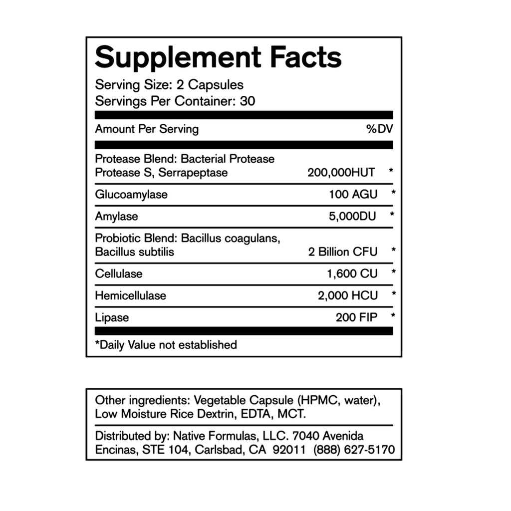 Native Formulas Restore 3 Proteolytic Enzyme & Spore Probiotic Blend Supplement - 60 Capsules - Advanced Biofilm Disruption Aid - FENGGESTORE20