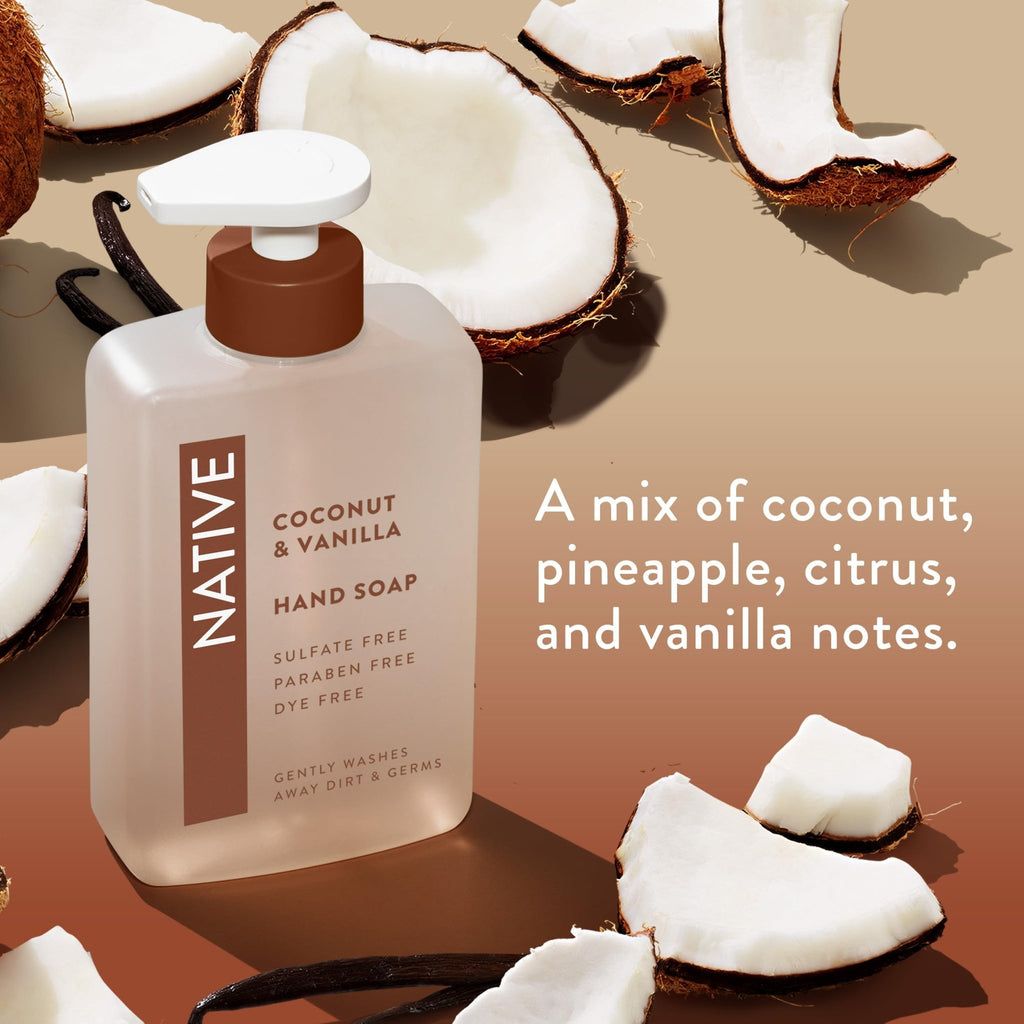 Native Liquid Hand Soap, Coconut & Vanilla Scent, Non-Drying Formula for Soft, Smooth Hands - FENGGESTORE20