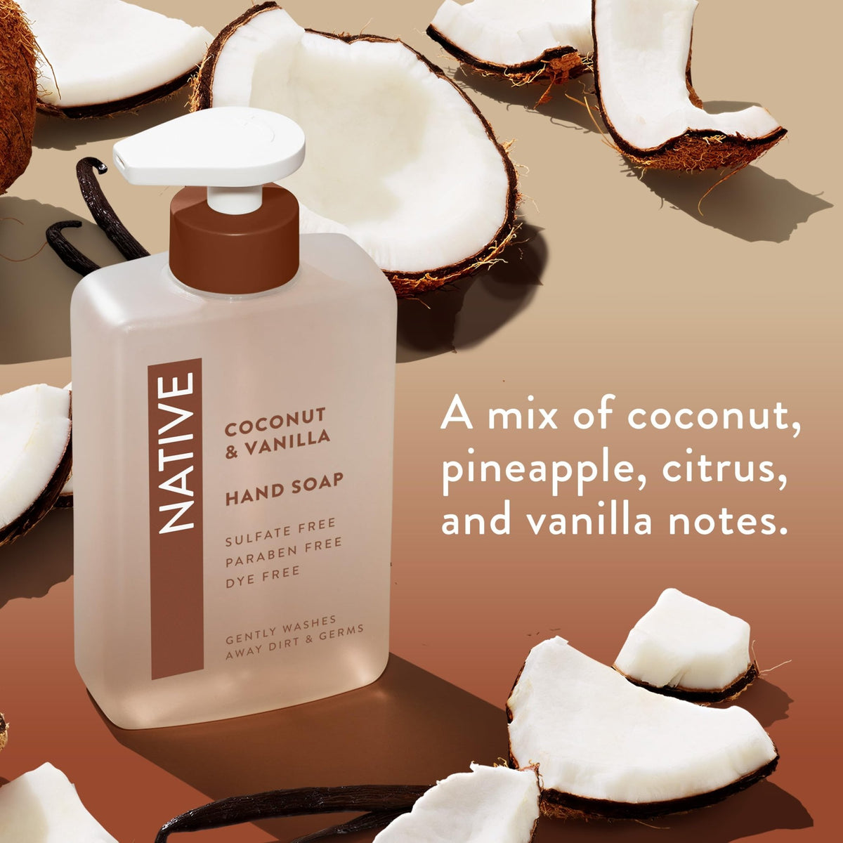 Native Liquid Hand Soap, Coconut & Vanilla Scent, Non-Drying Formula for Soft, Smooth Hands - FENGGESTORE20