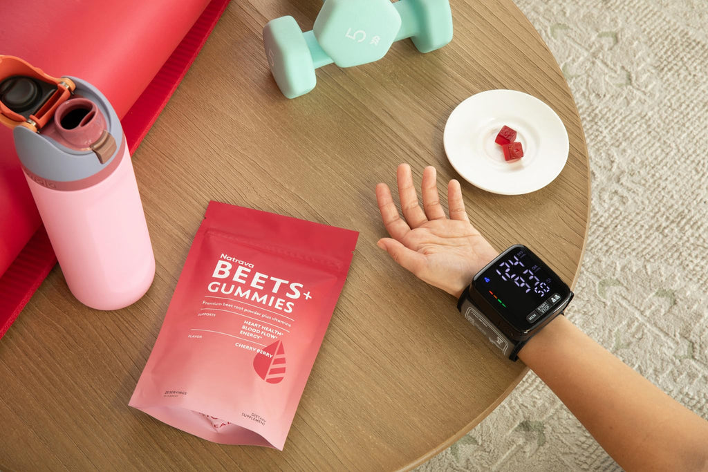 Natrava Beets+ Gummies - Premium Beet Root Powder, Grape Seed Extract and Vitamin C - Supports Healthy Blood Pressure and Heart Health - Low Sugar Nitric Oxide and Circulation Supplement - 50 Gummies - FENGGESTORE20