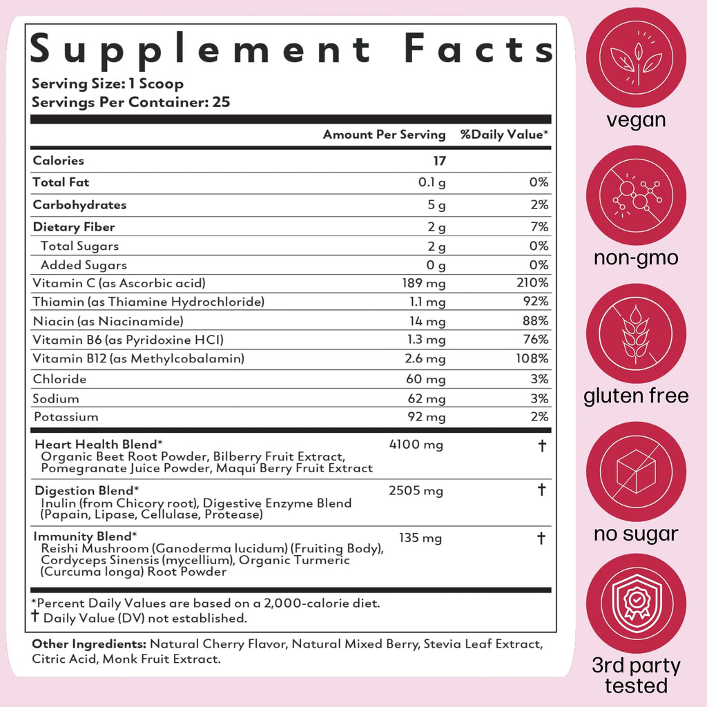 Natrava Beets+ Organic Beet Root Powder Blend Fortified with Vitamins & Prebiotics for Heart Healthy Energy & Nitric Oxide Production - FENGGESTORE20