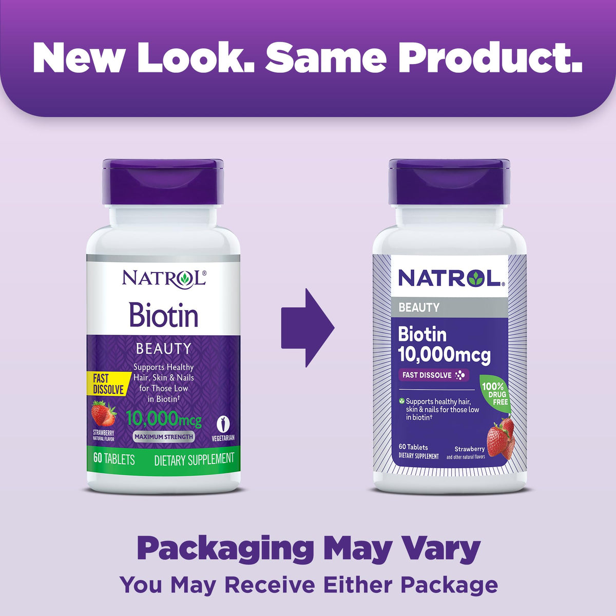 Natrol Biotin 10000mcg, 4X Faster Dissolve Supplement for Healthy Hair, Skin and Nails for Those Low in Biotin, Plus Energy Metabolism Support - FENGGESTORE20