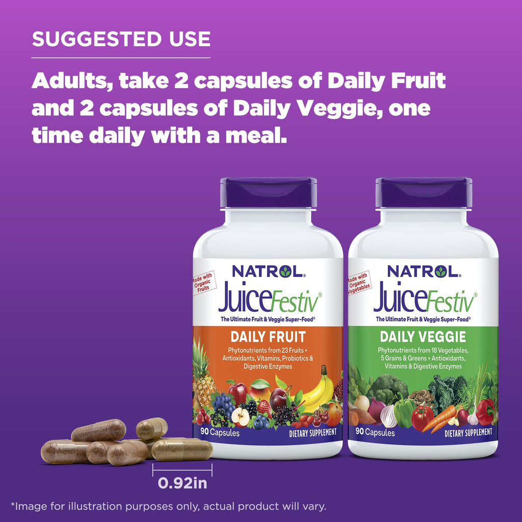 Natrol JuiceFestiv, Vitamins and Supplements for Nutrition & Well-Being, Antioxidants for Cellular Health, 90 Capsules (2-Count), Up to a 45 Day Supply - FENGGESTORE20