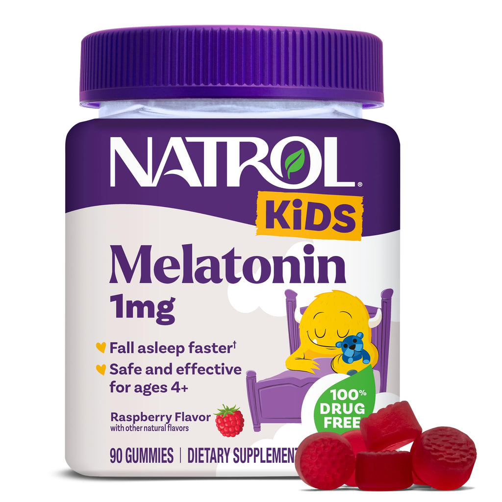 Natrol Kids Melatonin 1mg, for Restful Sleep, 90 Raspberry-Flavored Gummies - FENGGESTORE20