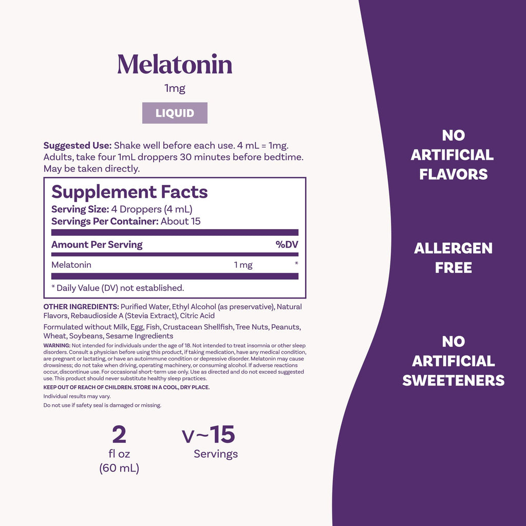 Natrol Liquid Melatonin 1 mg, Adult Melatonin Supplement to Fall Asleep Faster and Stay Asleep Longer, Wake Up Refreshed, - FENGGESTORE20