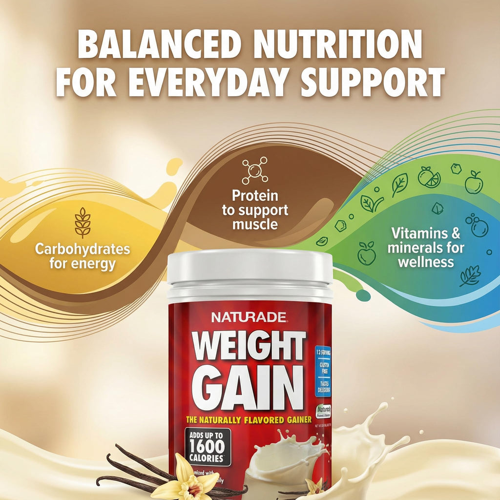 Naturade Weight Gain Nutrition Drink Mix for Healthy Weight Support, Balanced Calories with Protein, Vitamins & Minerals, Vanilla - 20.3 oz - FENGGESTORE20