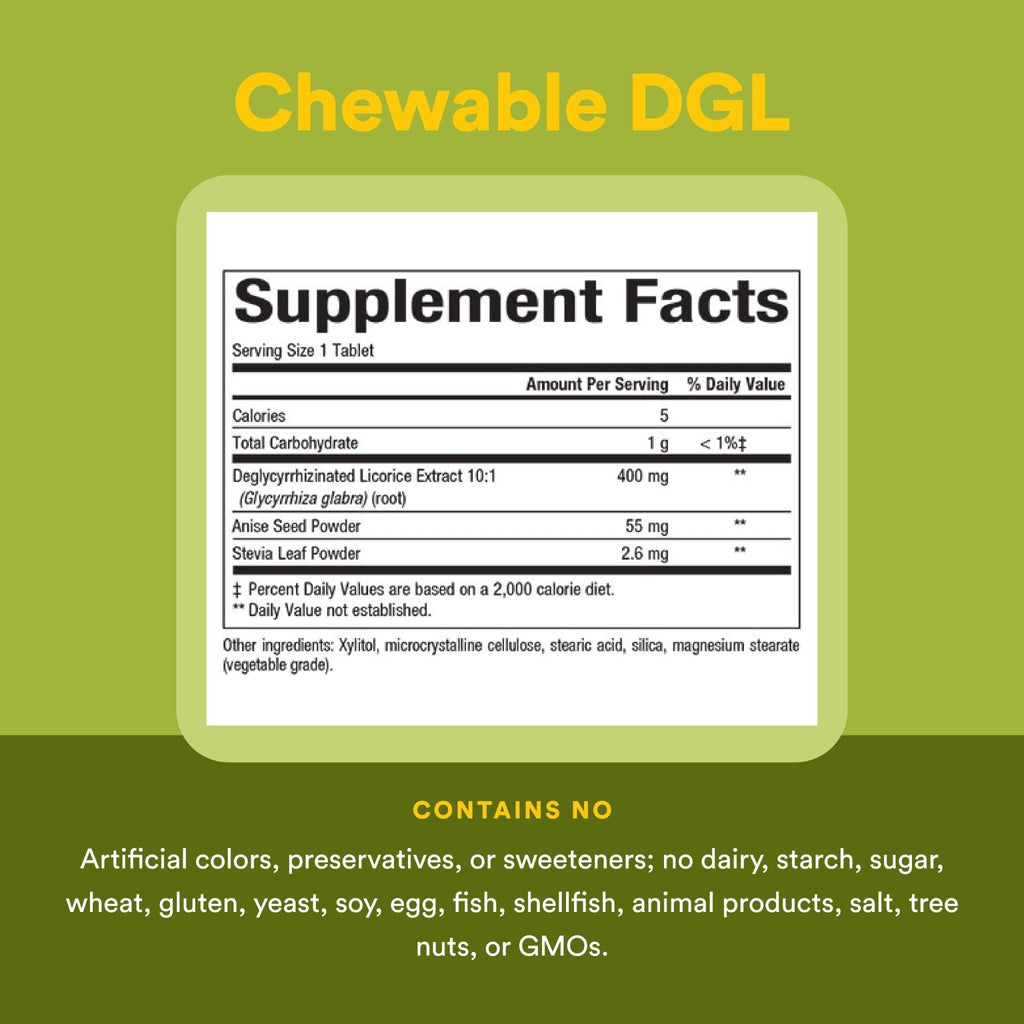 Natural Factors DGL Chewable - Digestive Support Supplement with Licorice Root Extract - Chewable Tablets Support Stomach Lining & Health - Non-GMO & Gluten-Free - FENGGESTORE20