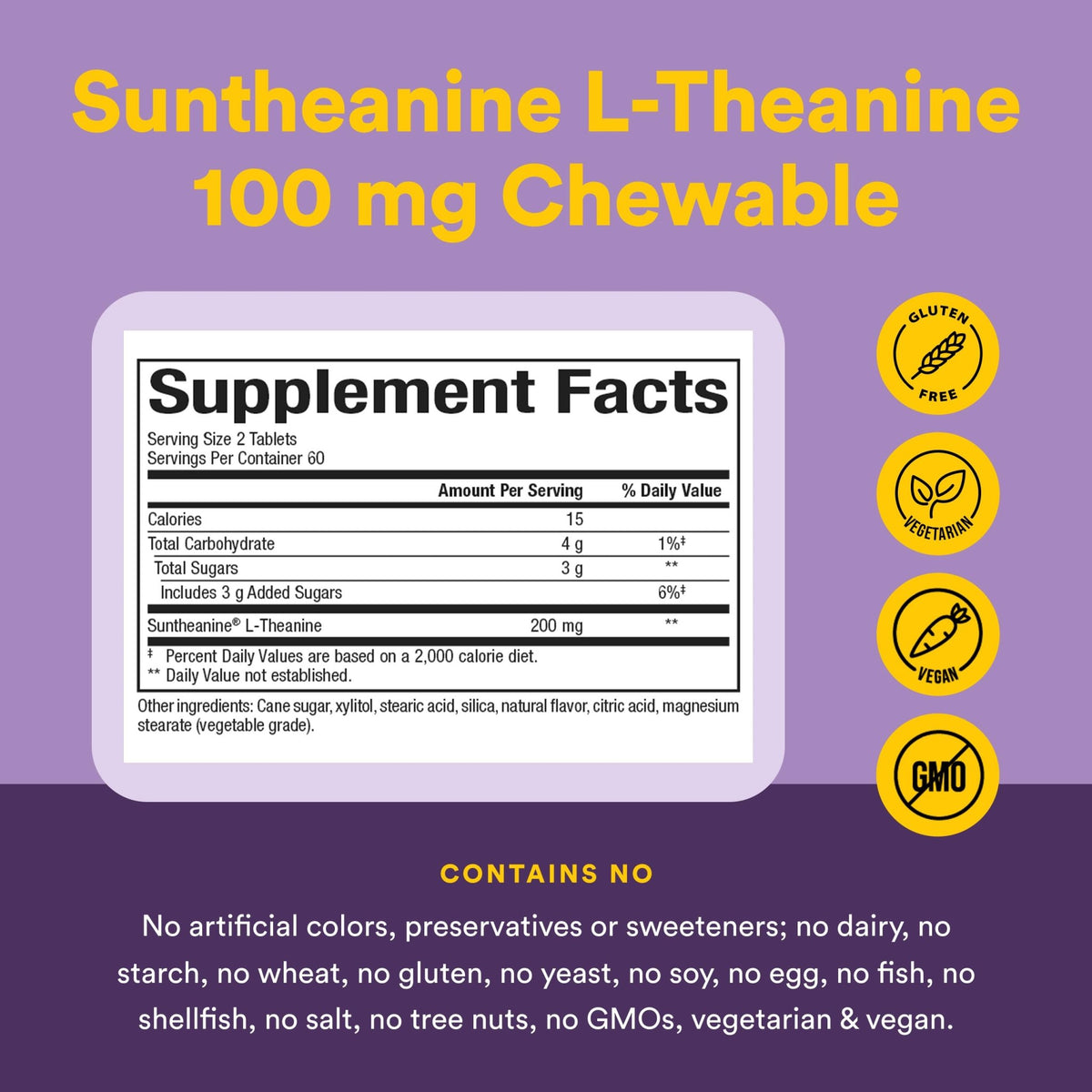 Natural Factors Suntheanine L-Theanine 100 mg - Health Supplement for Calm Outlook - L-Theanine Supplement Supports Relaxing Sleep & Aids Against Drowsiness - FENGGESTORE20