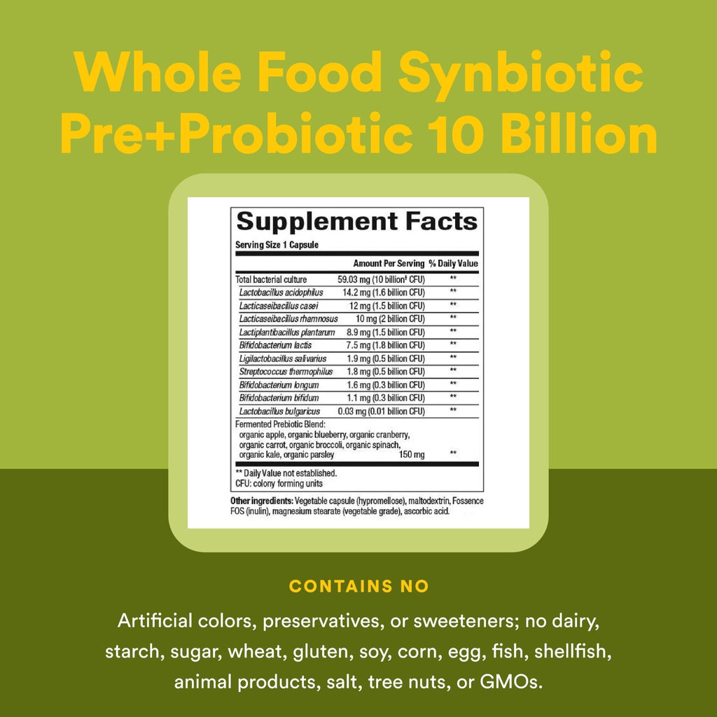 Natural Factors Whole Food Synbiotic Pre+Probiotic 10 Billion - Organic Gut & Digestive Health Supplement - Non-GMO, Gluten-Free & Dairy-Free - FENGGESTORE20