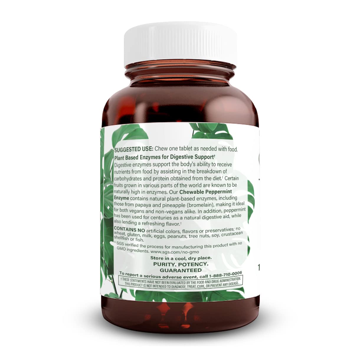 Natural Nutra Chewable Peppermint Digestive Enzyme Supplement, Help to Relieve Gas, Indigestion, and Other Digestive discomforts, Stomach Calmness, Papaya (Papain) - FENGGESTORE20