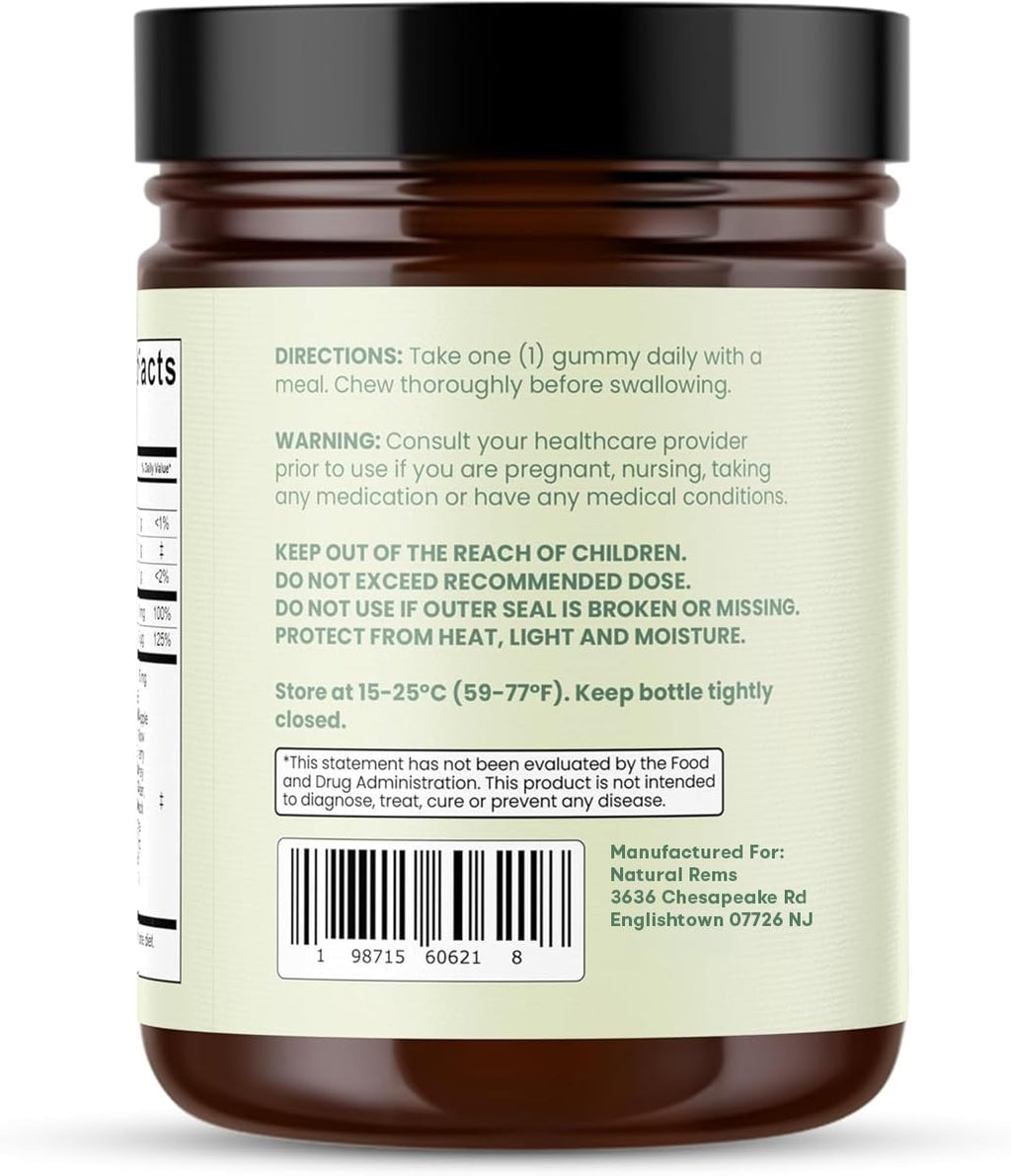 Natural Rems Sea Moss Gummies 16-in-1 - Ashwagandha Black Seed Oil Bladder Wrack Turmeric Vitamin C & D3 with Manuka Burdock Root Dandelion Yellow - FENGGESTORE20