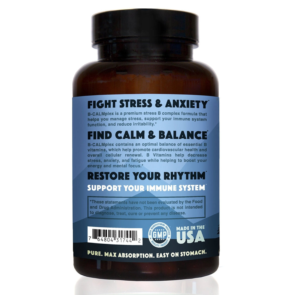 Natural Rhythm B-CALMplex B-Complex Vitamin Supplement, Comprehensive B Vitamin Blend with Methylfolate & B12, 3 Month Supply, 90 Capsules - FENGGESTORE20