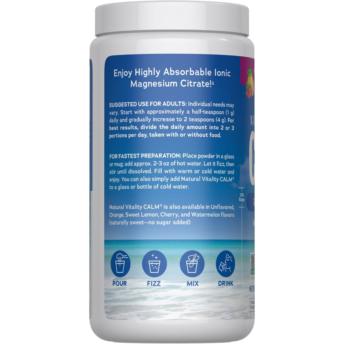Natural Vitality Calm Magnesium 16oz Powder | Raspberry Lemon Flavored Supplement | Non-GMO, Vegan & Gluten Free Formula - FENGGESTORE20