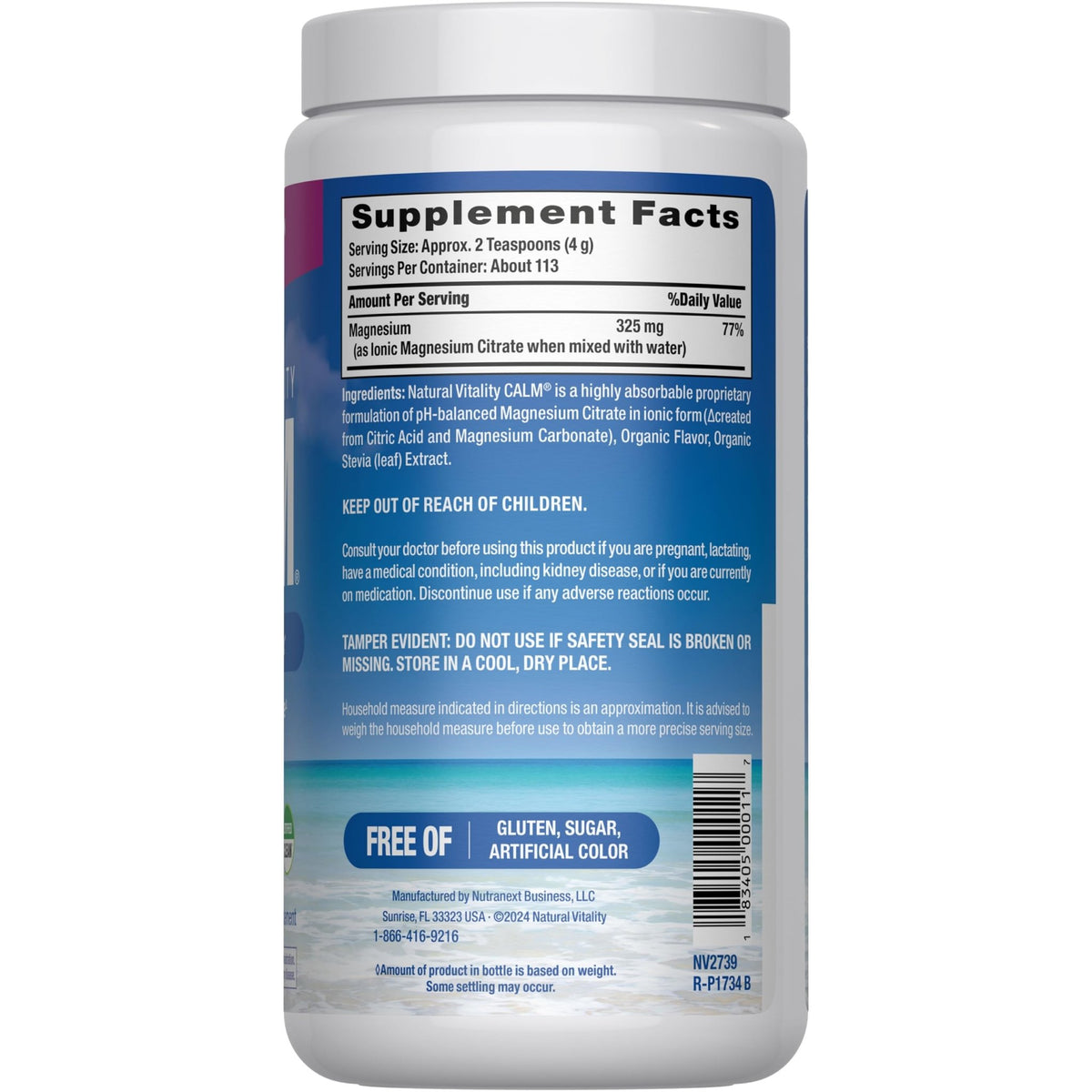 Natural Vitality Calm Magnesium 16oz Powder | Raspberry Lemon Flavored Supplement | Non-GMO, Vegan & Gluten Free Formula - FENGGESTORE20
