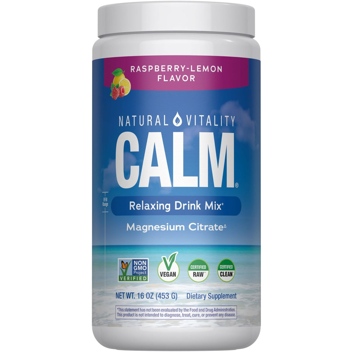 Natural Vitality Calm Magnesium 16oz Powder | Raspberry Lemon Flavored Supplement | Non-GMO, Vegan & Gluten Free Formula - FENGGESTORE20
