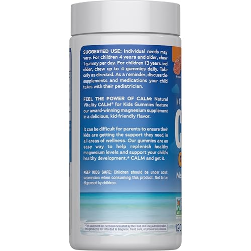 Natural Vitality Calm, Magnesium Citrate Kids Supplement, Stress Relief Gummies, Supports a Healthy Response to Stress - FENGGESTORE20