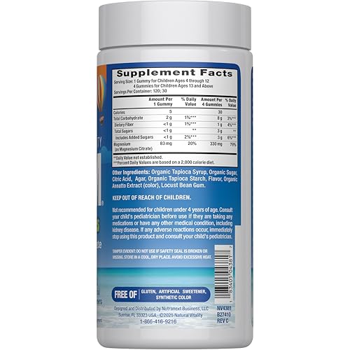 Natural Vitality Calm, Magnesium Citrate Kids Supplement, Stress Relief Gummies, Supports a Healthy Response to Stress - FENGGESTORE20