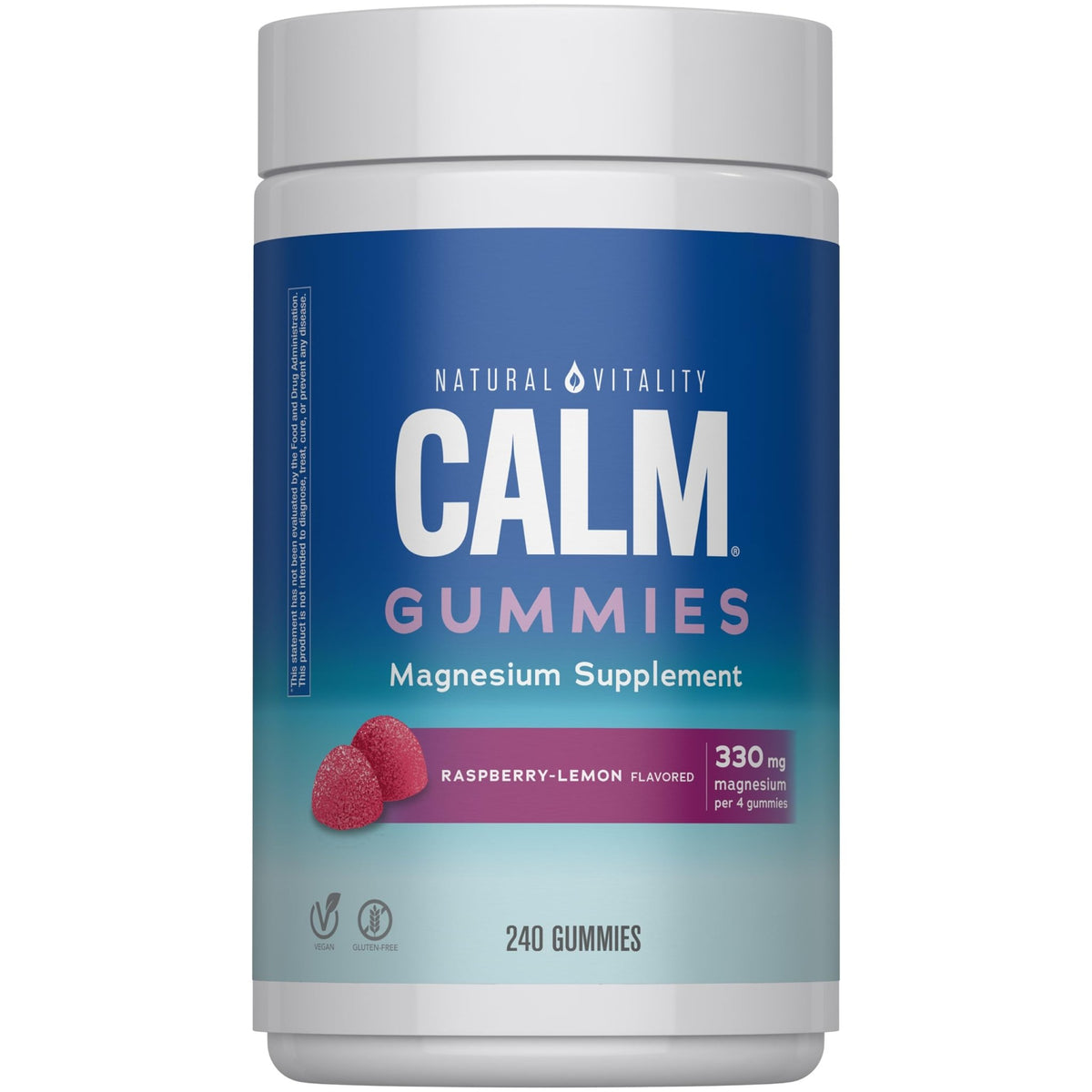 Natural Vitality Calm Magnesium Gummies | 330mg Per Serving | Raspberry Lemon Flavored Supplement | Gluten-Free & Vegan | 240 Count - FENGGESTORE20