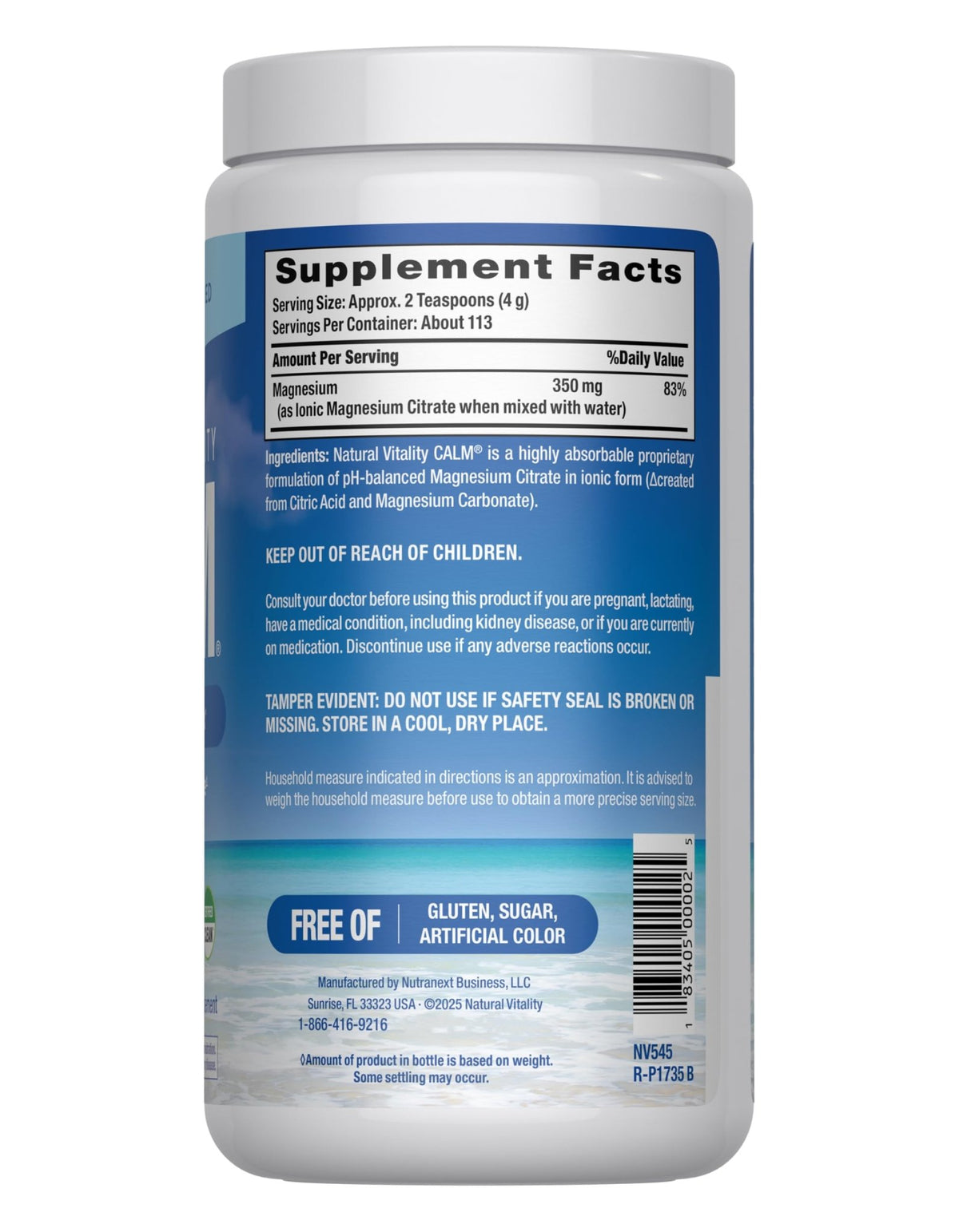 Natural Vitality Calm, Magnesium Supplement, Anti-Stress Drink Mix Powder, Gluten Free, Vegan, & Non-GMO, Original Unflavored, 16 oz - FENGGESTORE20