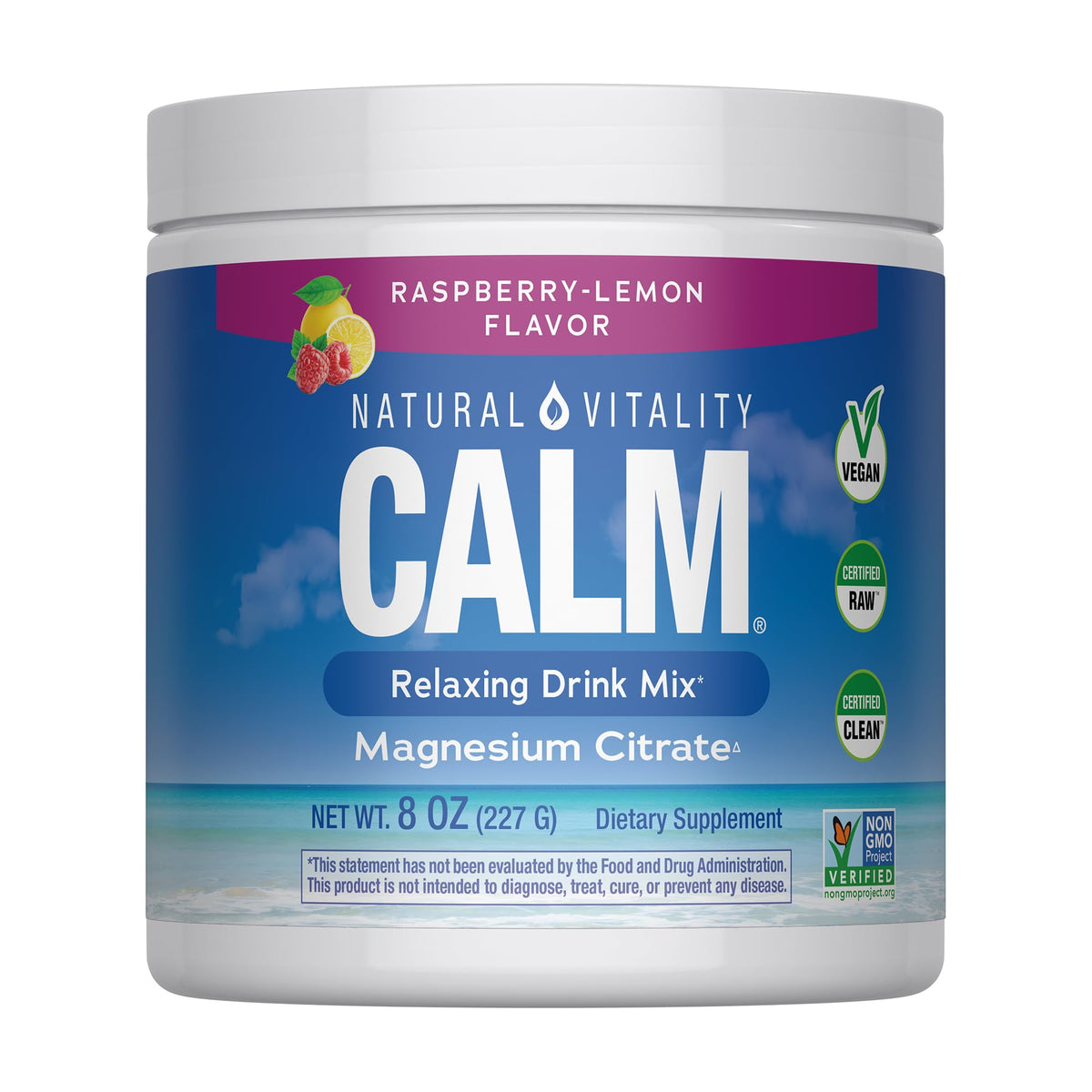NATURAL VITALITY Raspberry Lemon Calm Magnesium Drink Mix, 8 OZ - FENGGESTORE20