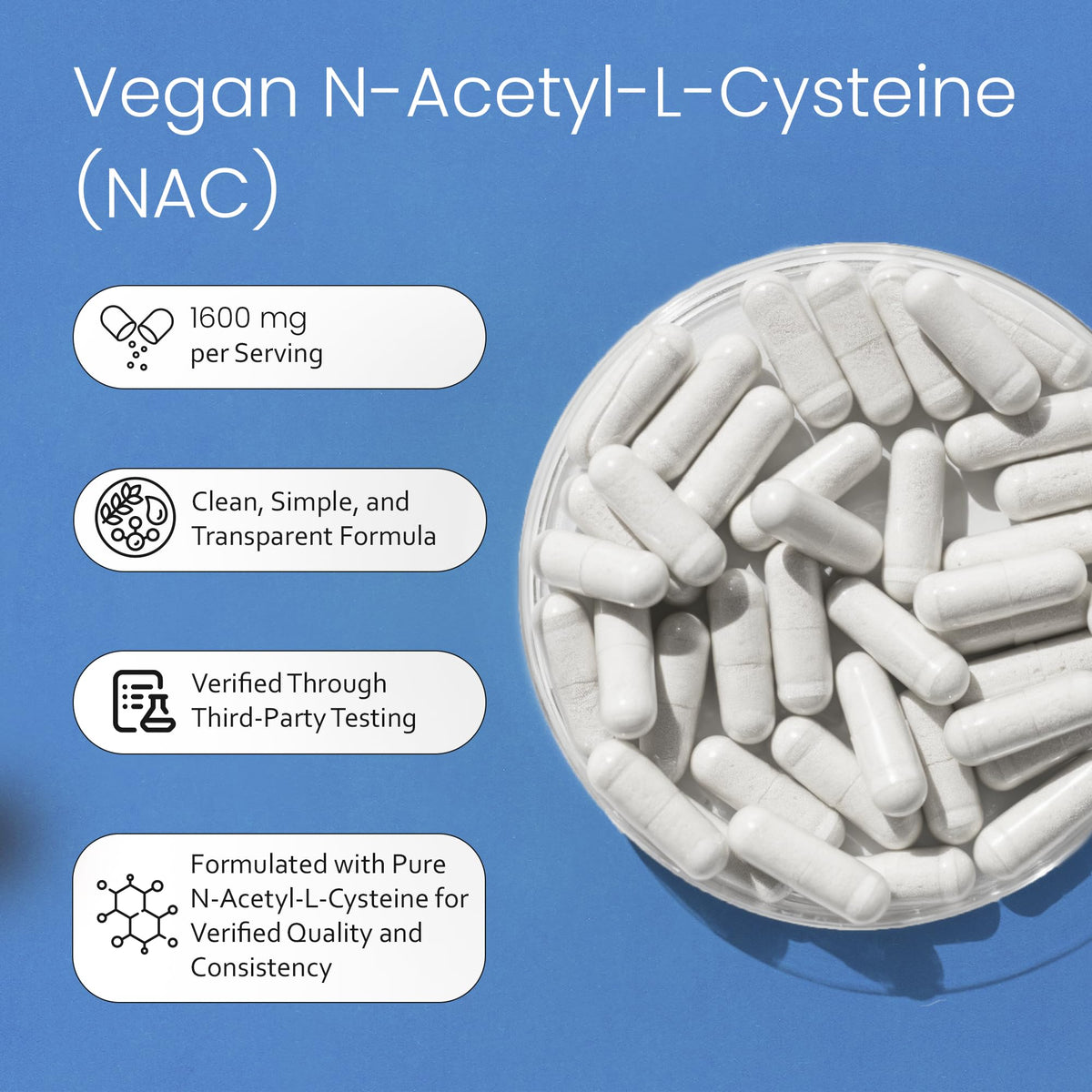NaturaLife Labs N-Acetyl-L-Cysteine (NAC) 1600 mg – 100 Capsules - Vegan, Non-GMO & Gluten-Free - FENGGESTORE20