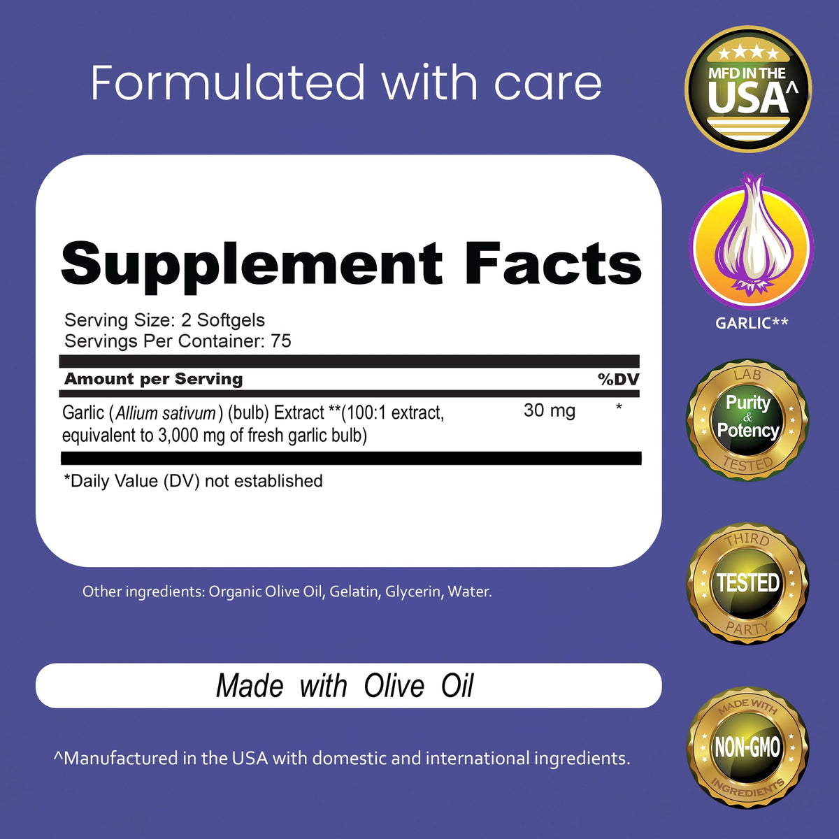 NaturaLife Labs Odorless Garlic Supplement – Garlic (Allium sativum) Extract Softgels – 150 Count – Non-GMO, Gluten-Free - FENGGESTORE20
