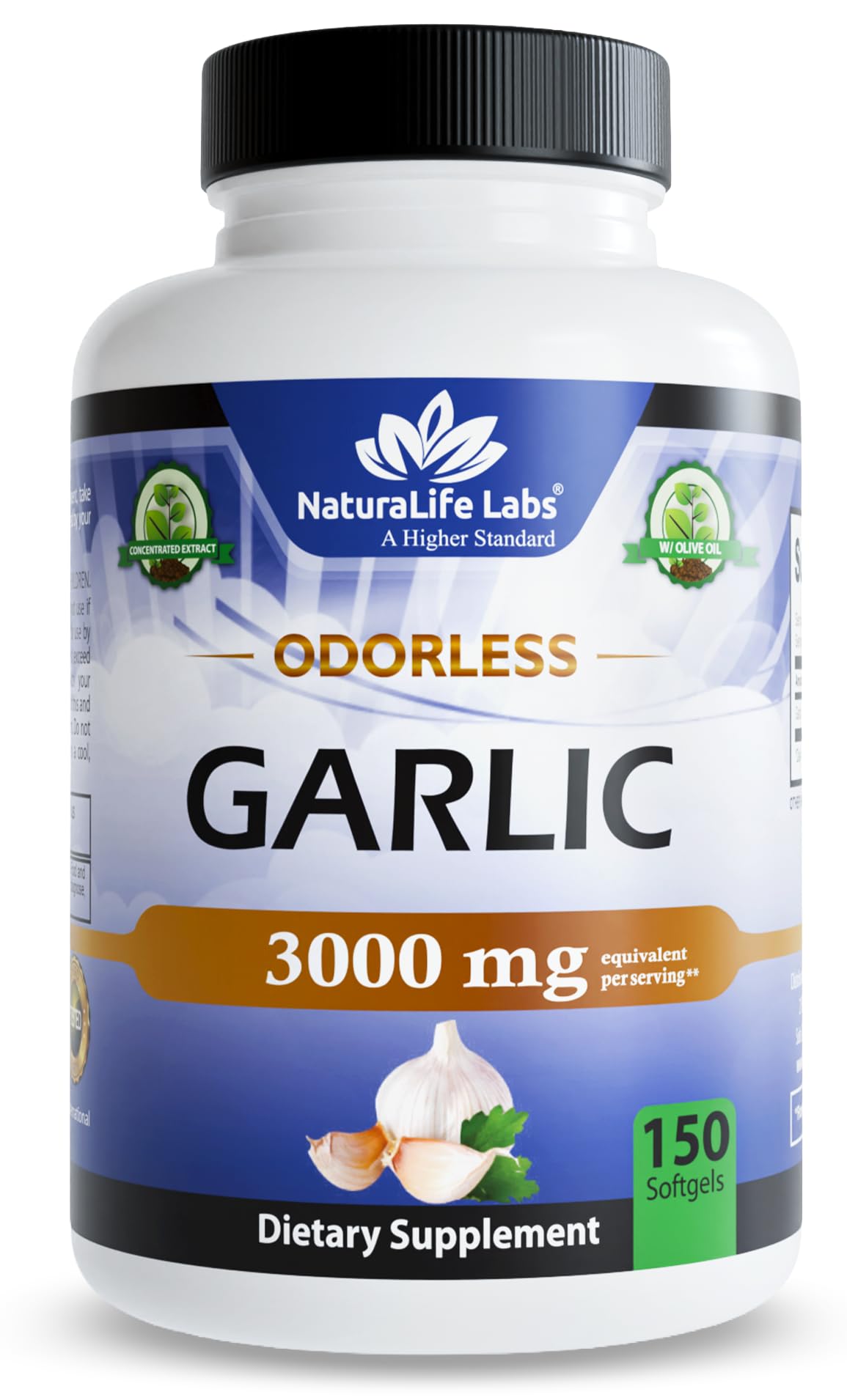 NaturaLife Labs Odorless Garlic Supplement – Garlic (Allium sativum) Extract Softgels – 150 Count – Non-GMO, Gluten-Free - FENGGESTORE20